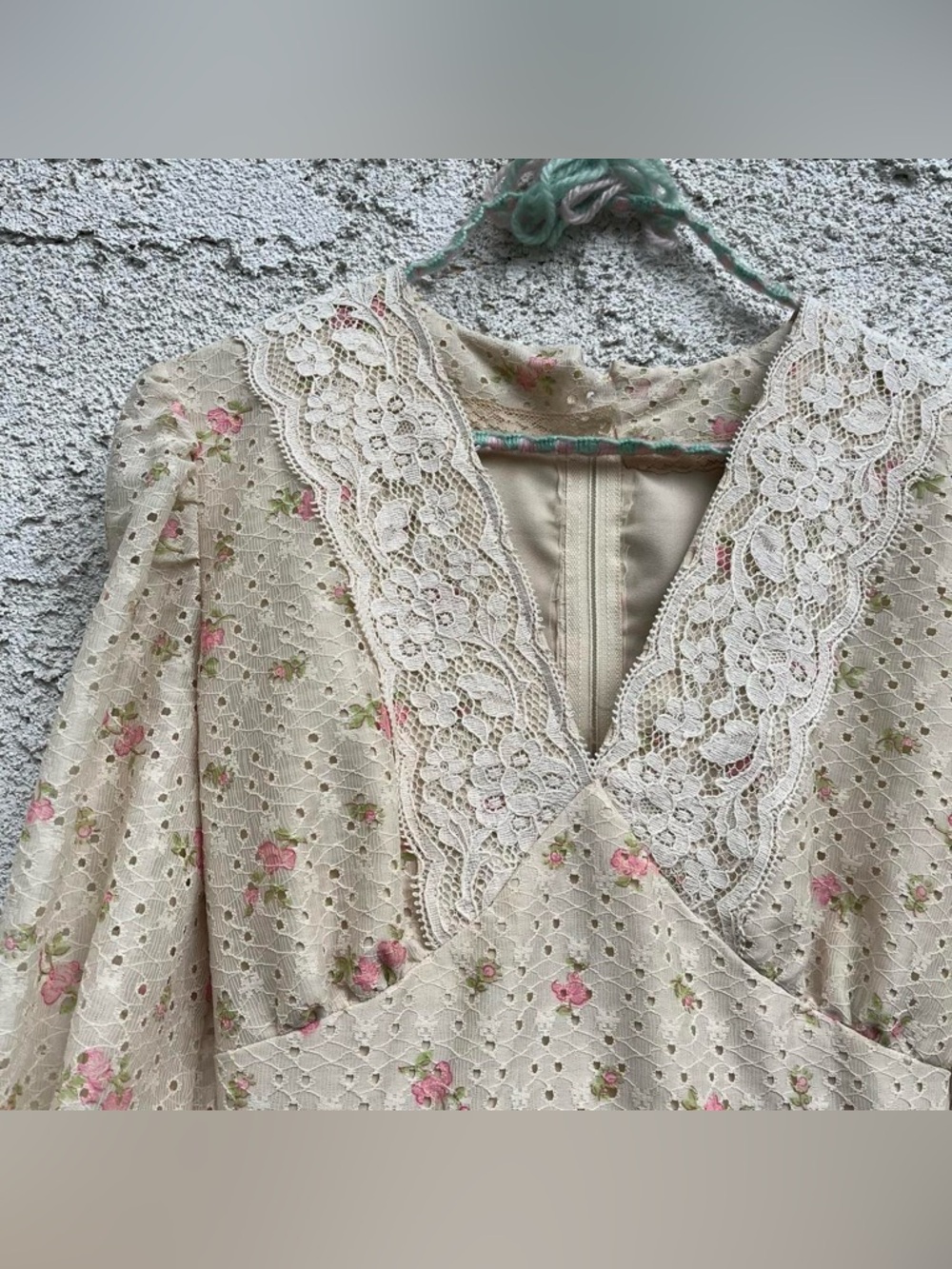 Vintage Floral Lace Maxi Prairie Dress